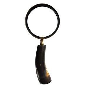 Vintage Brass & Horn/Bone Handle Magnifying Glass 10”